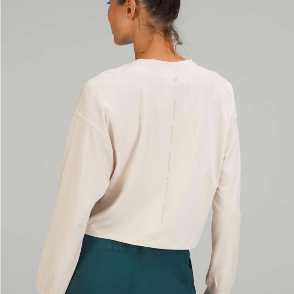 Lululemon Abrasion Resistant Training Long Sleeve Shirt-White Opal